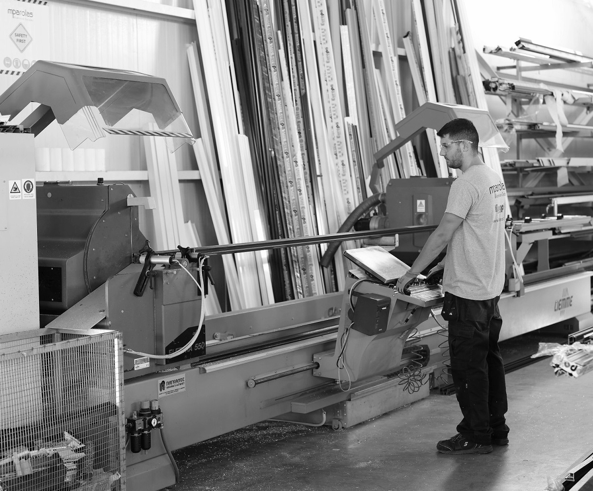 Aluminium windows manufacturing at Mparolas factory in Greece