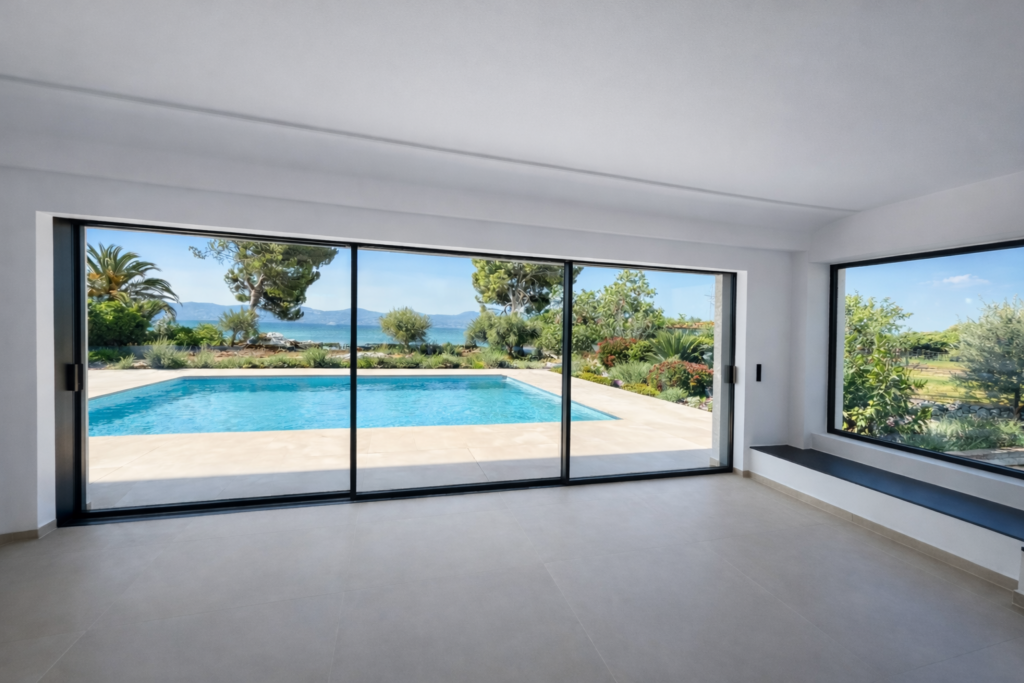 Minimal Aluminium Windows – Seaside Residence, Evia
