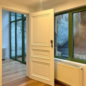 Thermal aluminium windows installed in historic Maison de Maître in Brussels Belgium