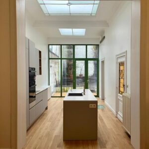 Thermal aluminium windows installed in historic Maison de Maître in Brussels Belgium