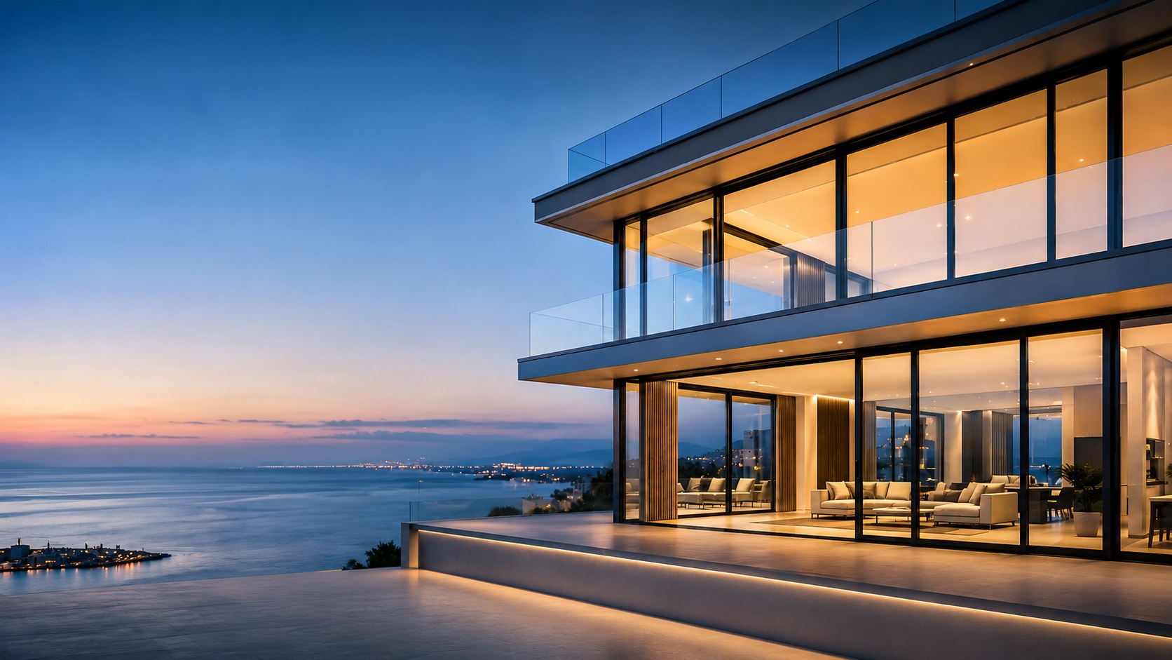 Modern coastal residence with large minimal aluminium windows by Mparolas Aluminium Systems