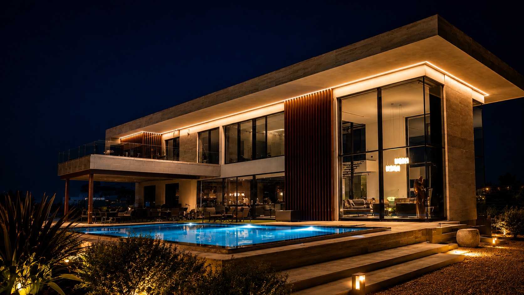 Contemporary private residence in Evia with minimal aluminium windows, large-scale glazing and ALUMIL curtain wall systems