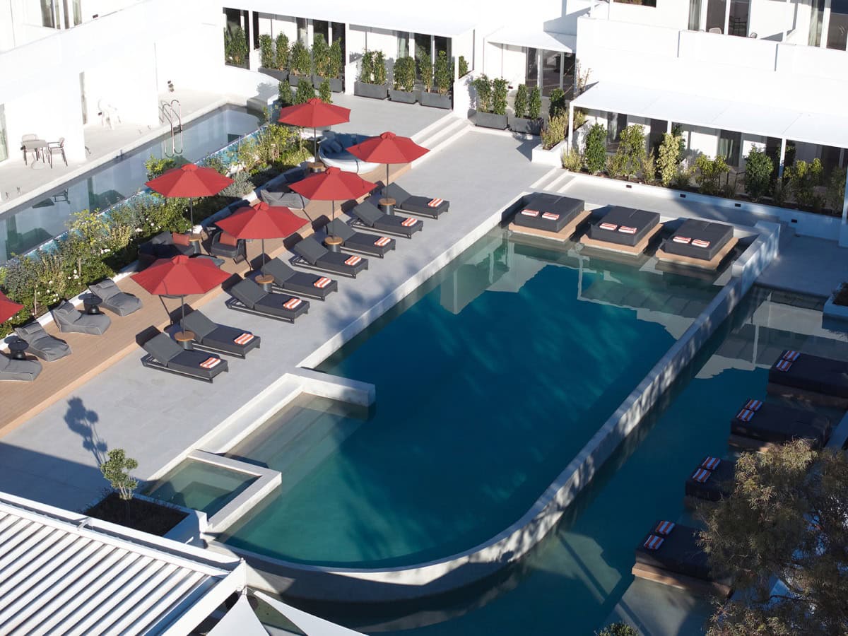 Aerial view of Santorini Heart Hotel and Spa swimming pool