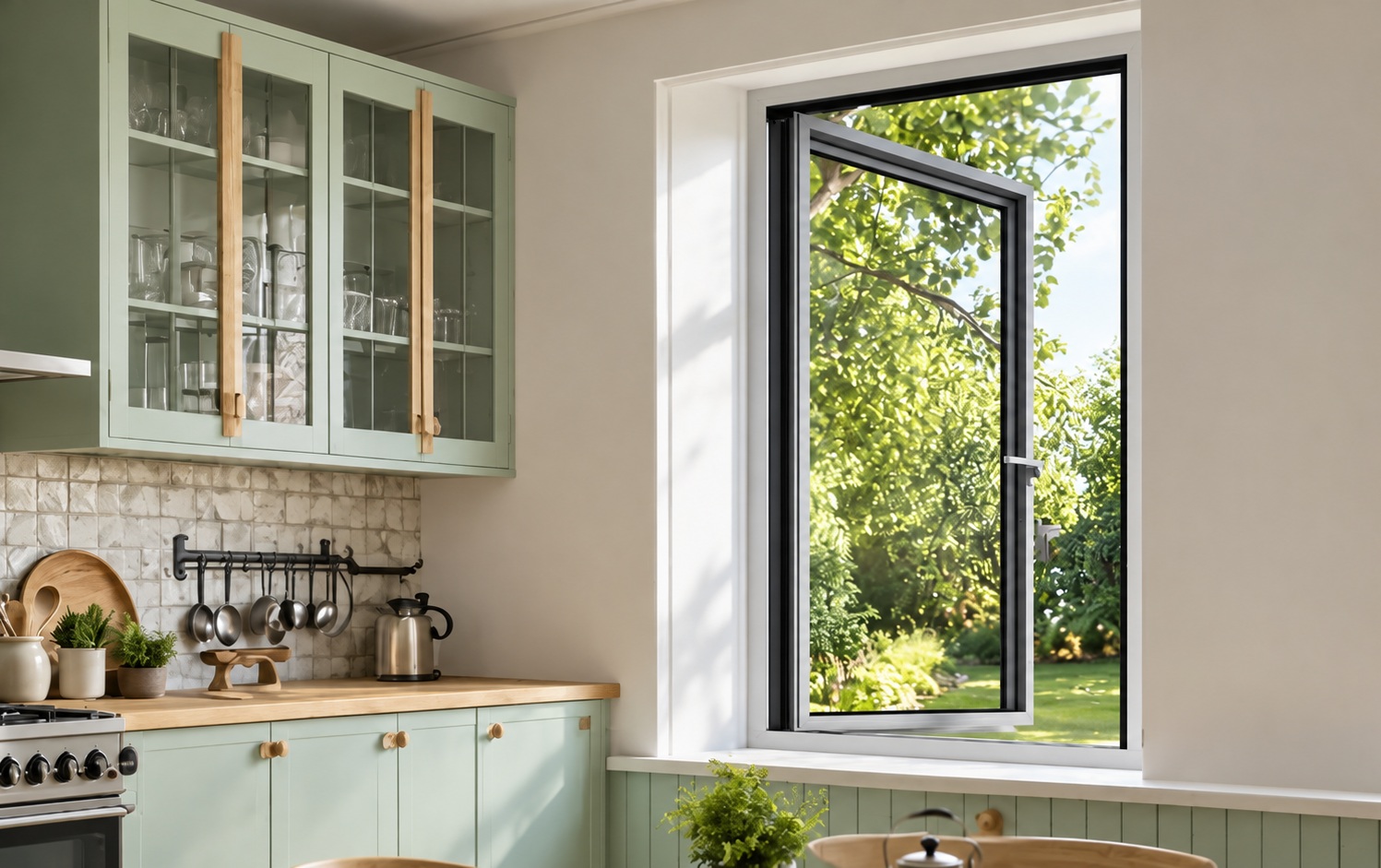 ALUMIL SMARTIA S85 aluminium casement window in a modern architectural interior