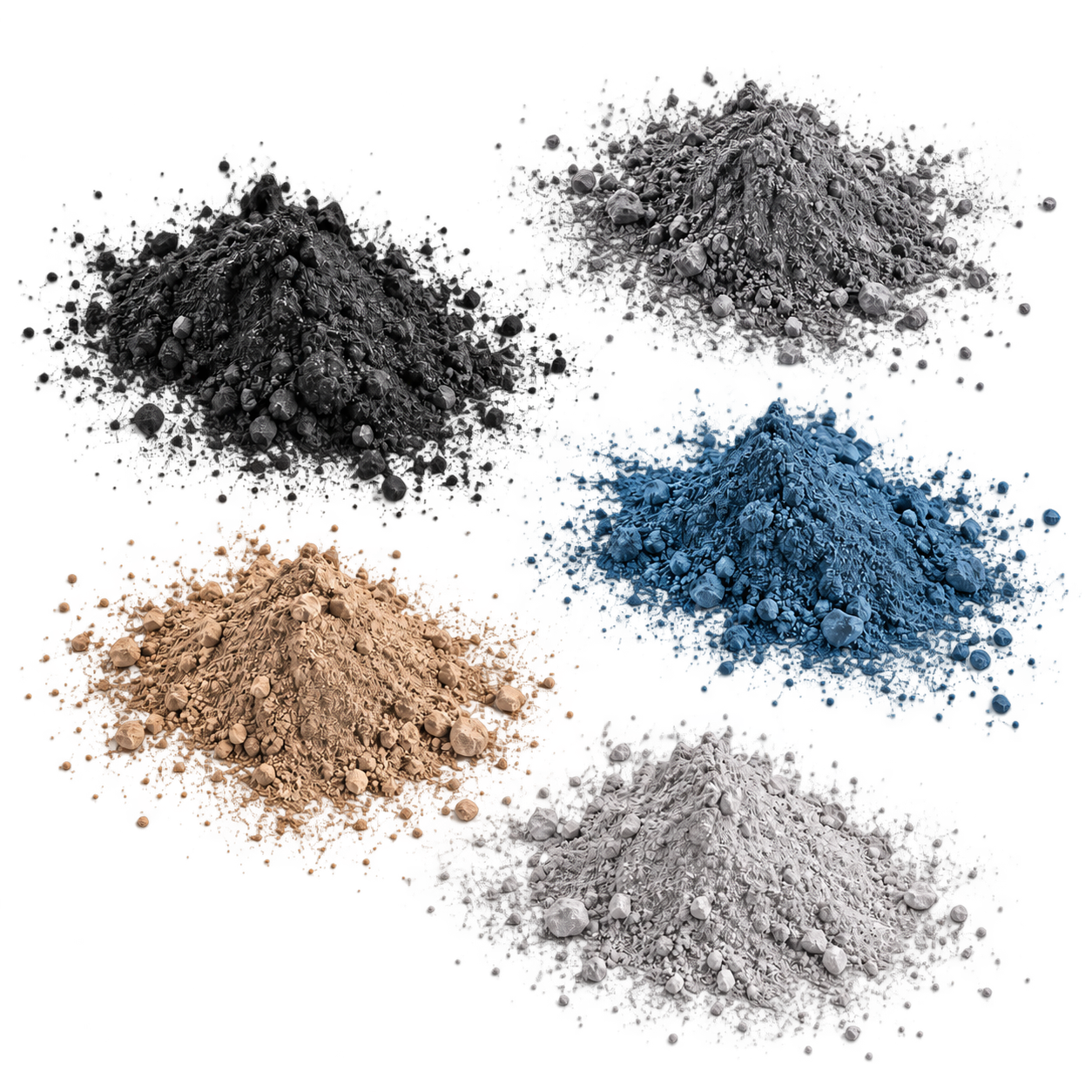 Powder coating pigments before electrostatic application to aluminium profiles