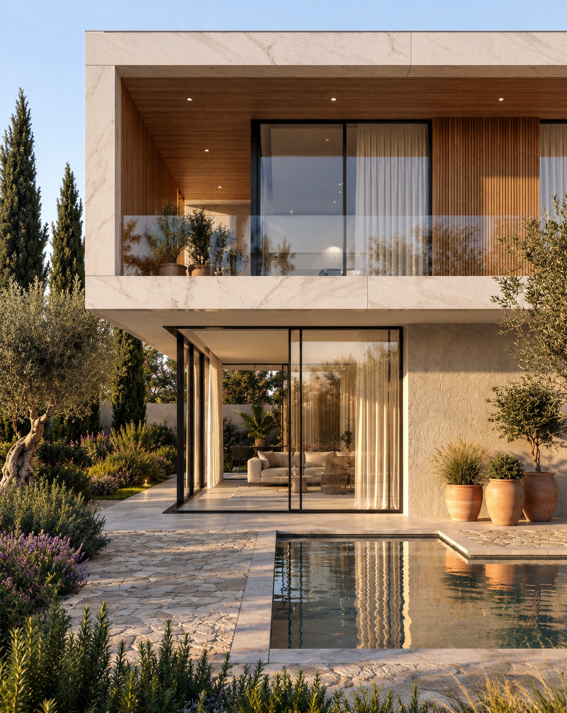 EUROPA EMF 60 Hybrid minimal corner glazing in modern villa