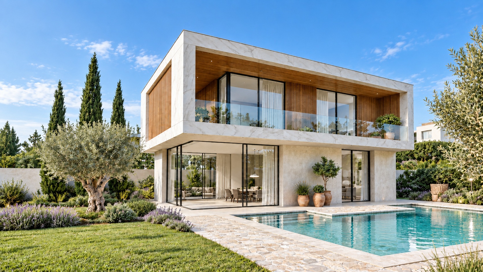 EUROPA EMF 60 Hybrid large minimal glazing in modern luxury villa