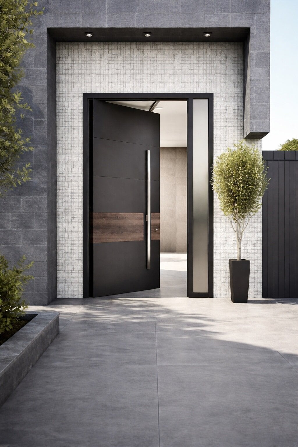 Luxury pivot aluminium entrance door by Mparolas Aluminium Systems
