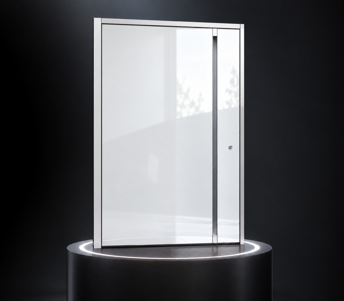 Luxury white glass aluminium pivot entrance door