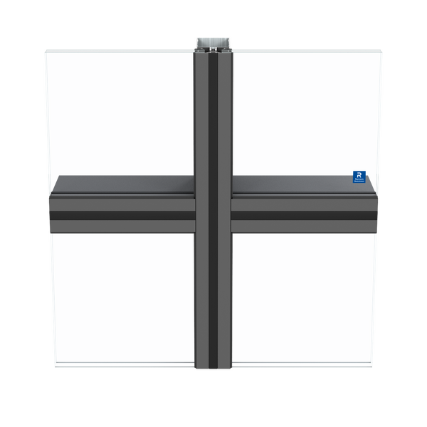 Reynaers ConceptWall 50 curtain wall façade profile detail showing the aluminium mullion and transom structure with glazing