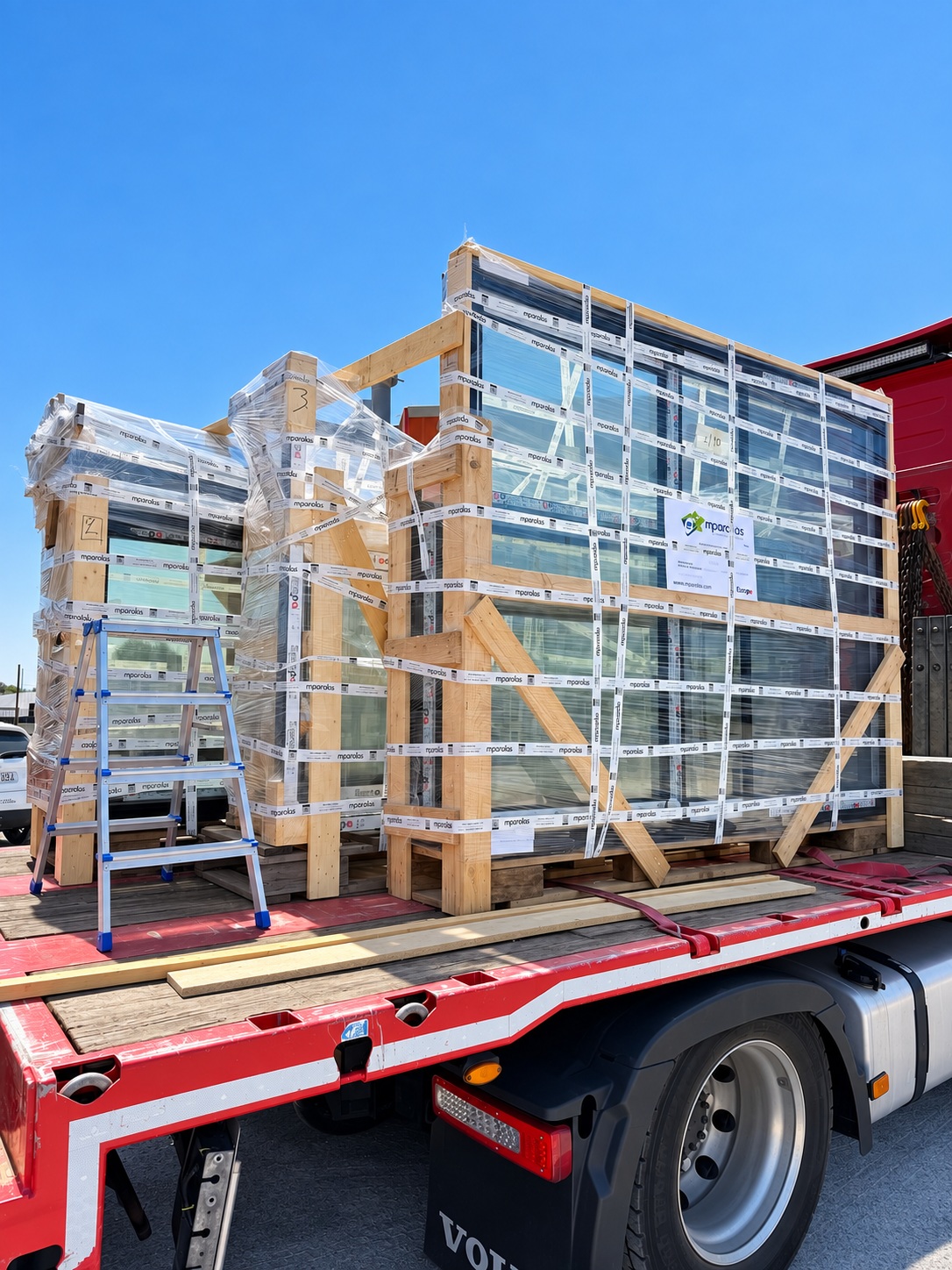 Aluminium windows packaging for export to Knokke-Heist Belgium