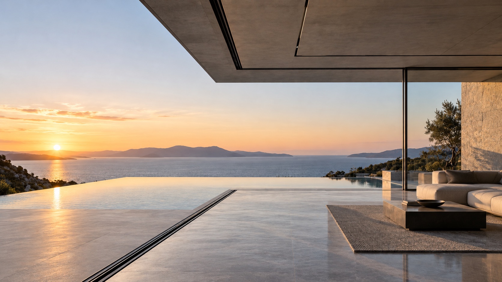Minimal aluminium windows creating uninterrupted views and architecture without visual barriers