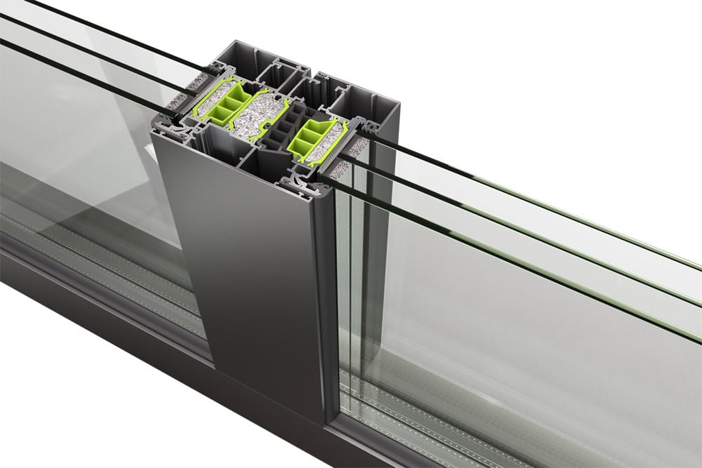 EUROPA EOS 78 Hybrid hidden sash aluminium window profile section