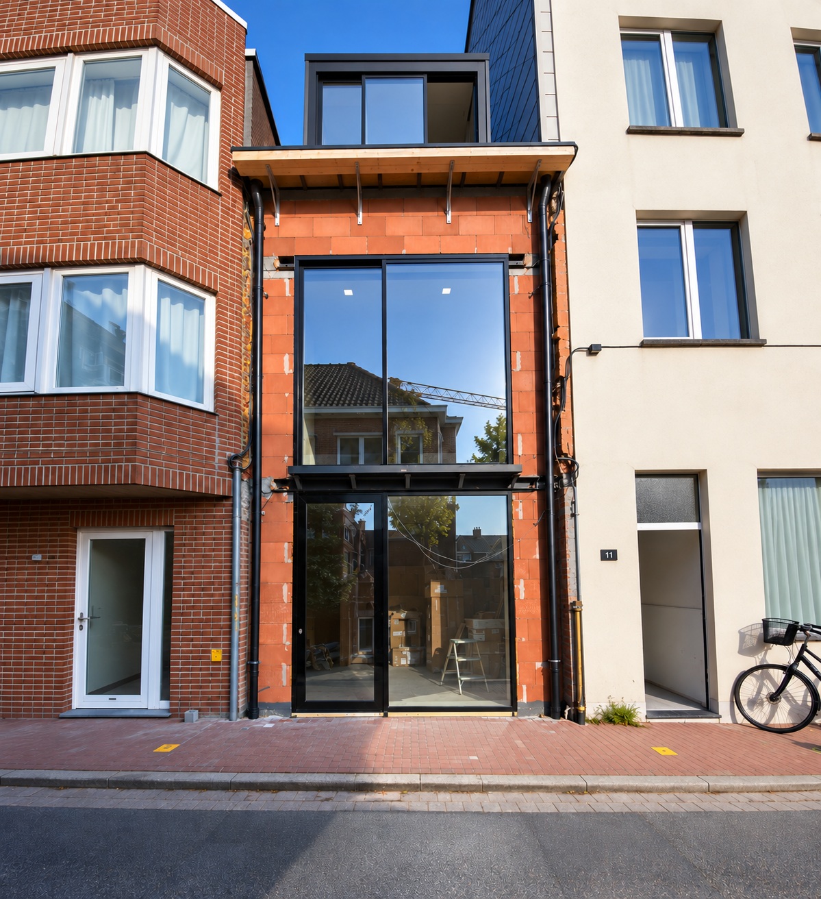 EUROPA EMF60 Hybrid minimal aluminium windows installed at a project under construction in Knokke-Heist Belgium