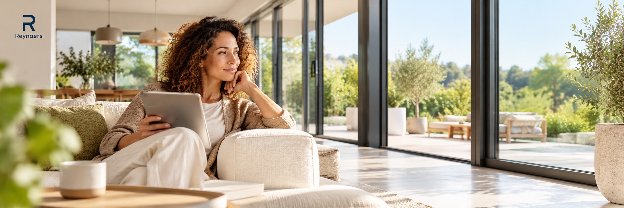 Reynaers Aluminium windows and sliding doors in a contemporary living space – 10-year system guarantee